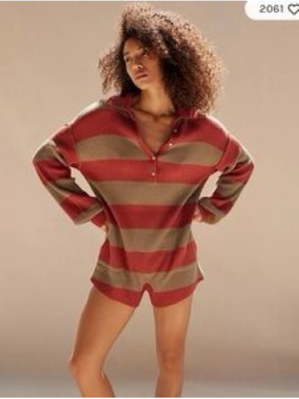 Free People Wide Stripe Polo Sweater knit Romper